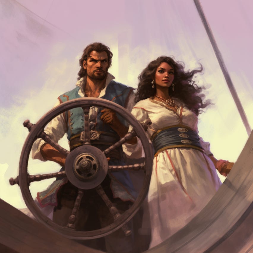 dnd pirate captain wheel and wife