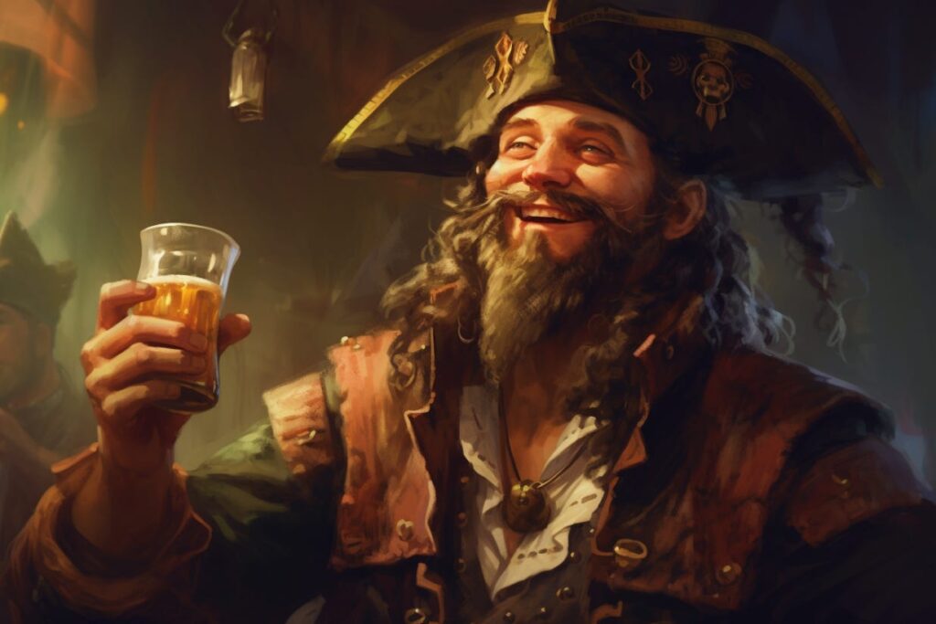 pirate captain drinking