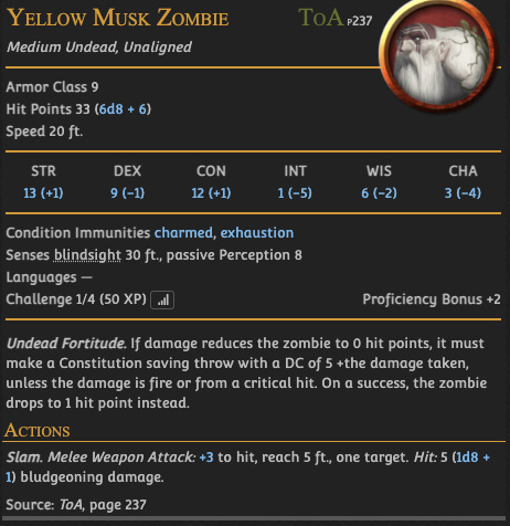 dnd yellow musk zombie stat block